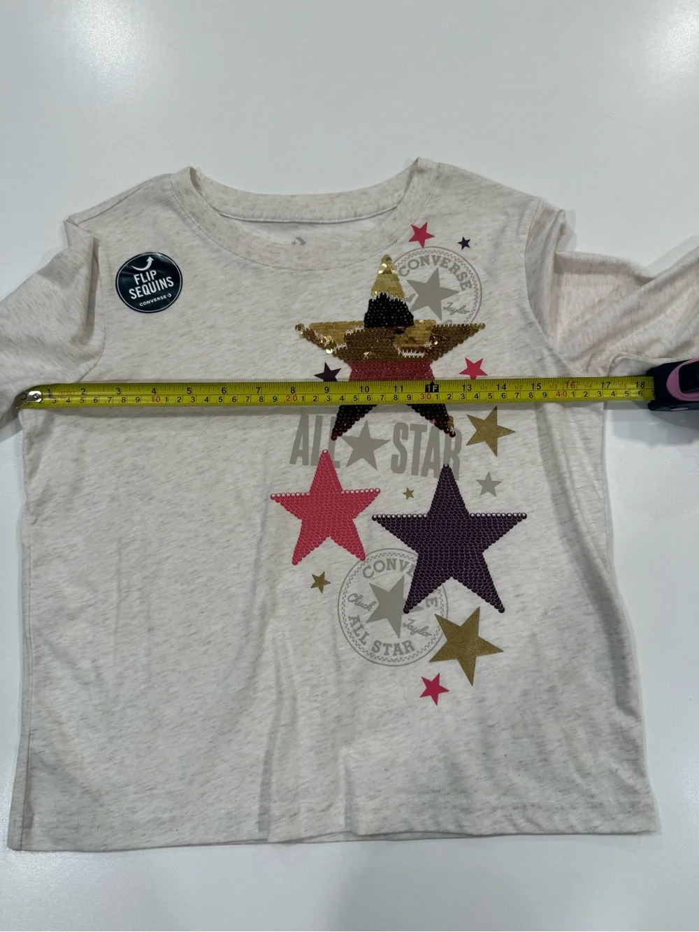 NWT Converse Flip Sequin All Star Girls Long Sleeve Tee